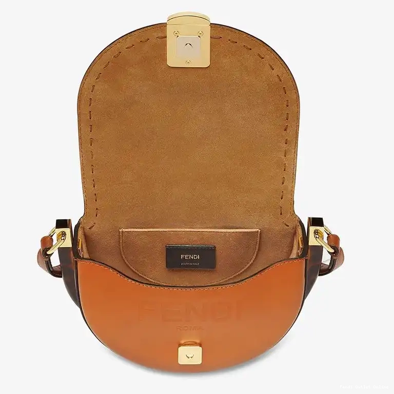 Cheap Fendi In Brown Bag Moonlight Leather Calf Logo ROMA 0616